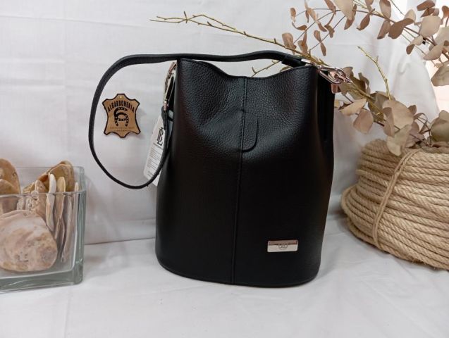 14-1080 BOLSO PIEL DOLLARO NEGRO 23X28X16