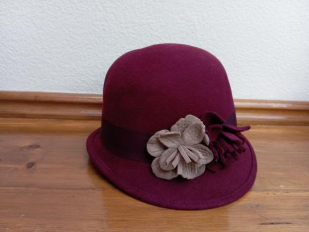 53000041 SOMBRERO DOBLE FLOR GRANDE 100%LANA GRANA